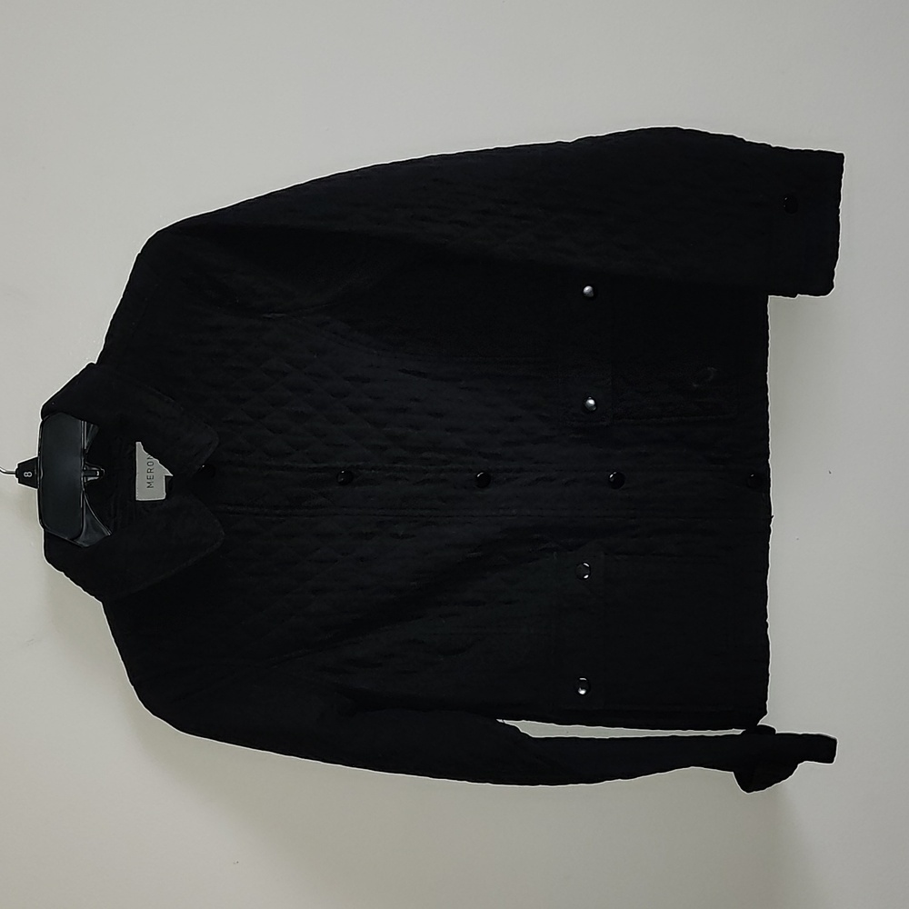 Merona black quilted chore jacket zip button closure women's size small